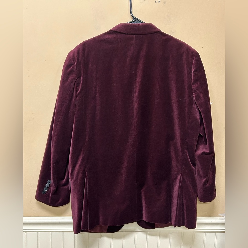 Savile Row mens savoy Blazer 46R Burgundy Velvet Velour Smoking Evening - Picture 2 of 7